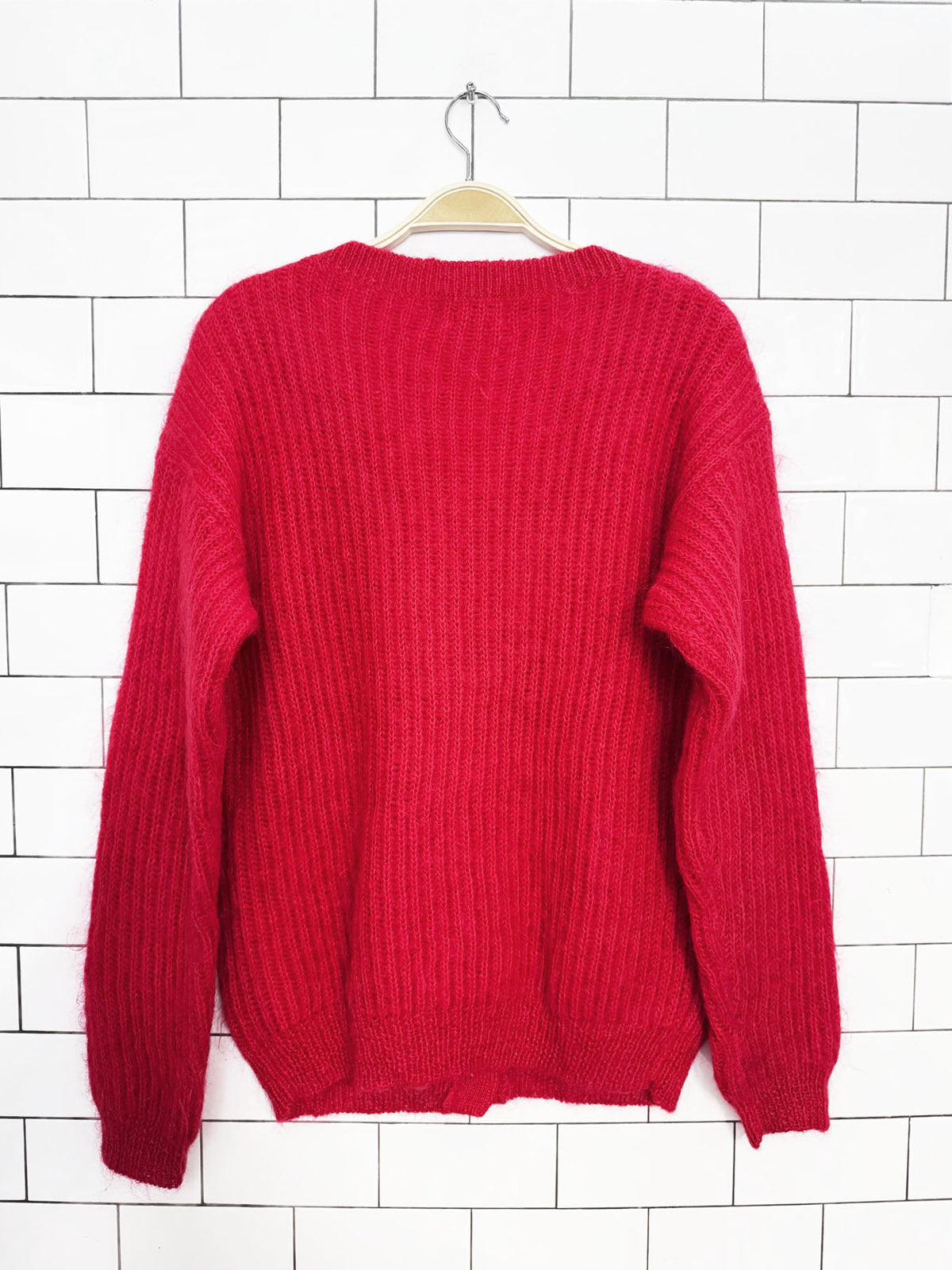 vintage 90s sympatico mohair chunky ribbed knit cardigan