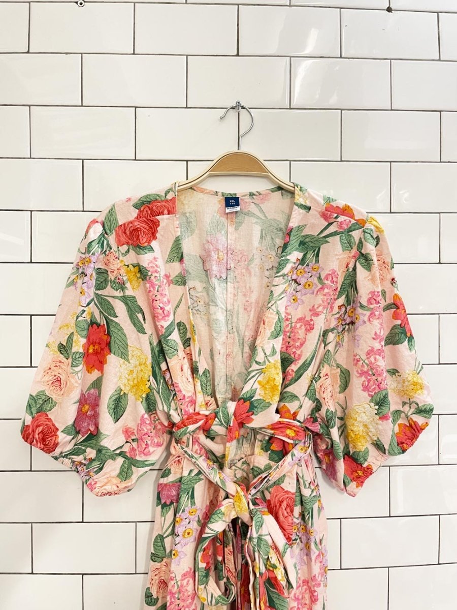 old navy linen - blend floral midi dress - good market thrift store