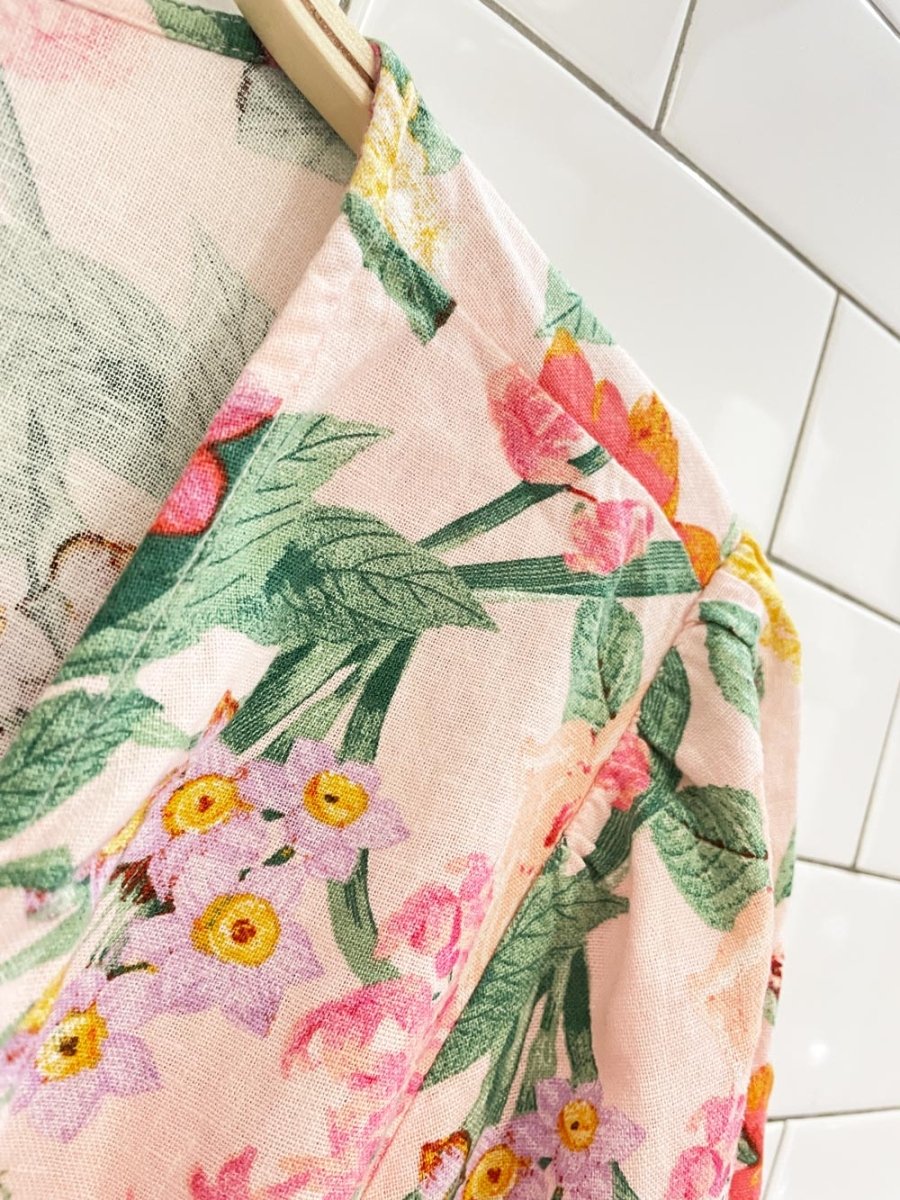 old navy linen - blend floral midi dress - good market thrift store