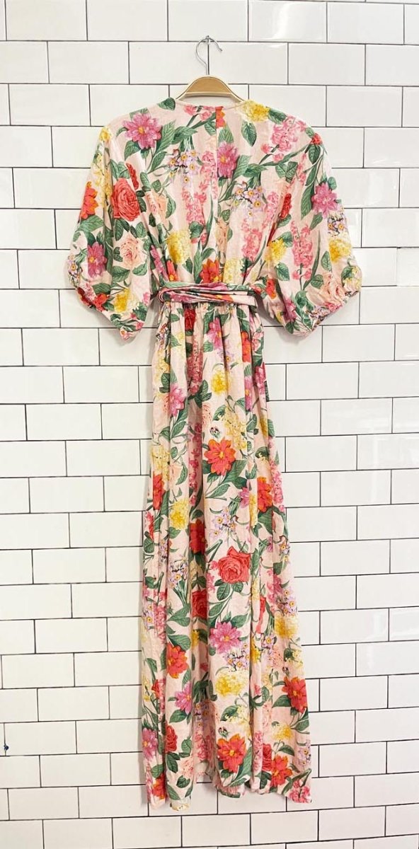 old navy linen - blend floral midi dress - good market thrift store