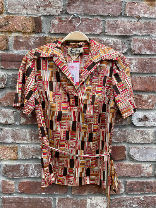 vintage 60's eastex poly knit tie waist polo