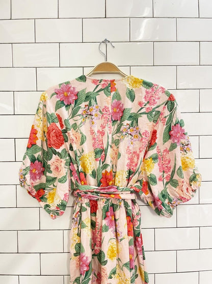 old navy linen - blend floral midi dress - good market thrift store