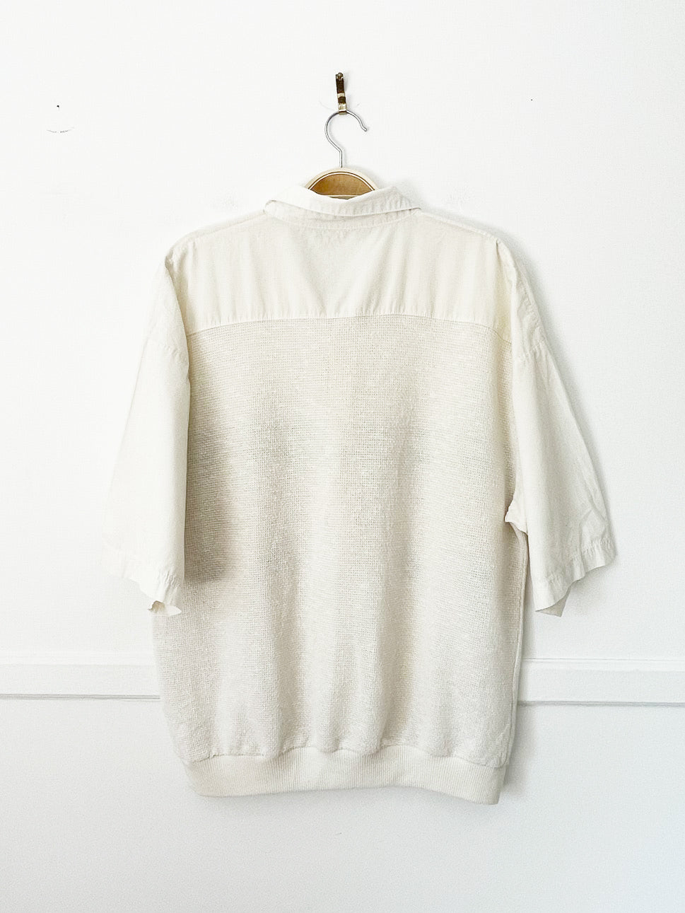 vintage 80s cooper 1/2 button mesh knit blouson shirt