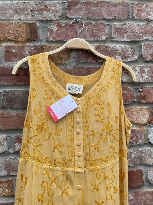 vintage 90s jessica embroidered shirt tank dress