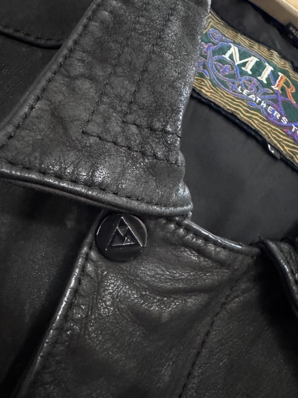 vintage 90s miropa nubuck two-tone leather bomber jacket