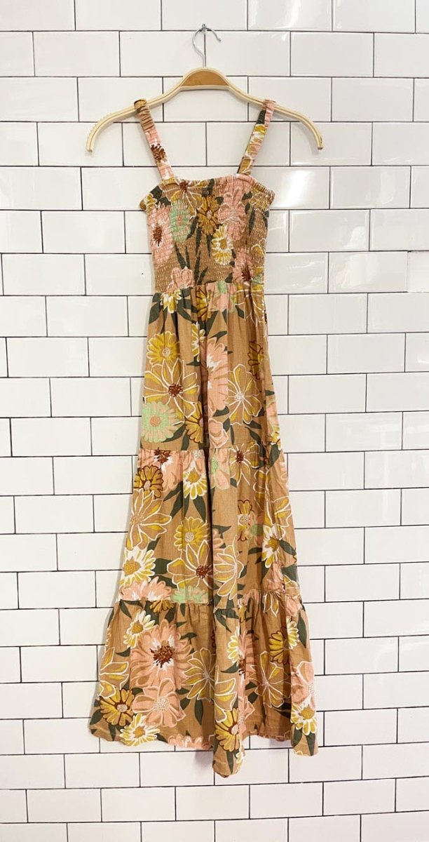 roxy sunnier shorts smocked tiered maxi dress - good market thrift store