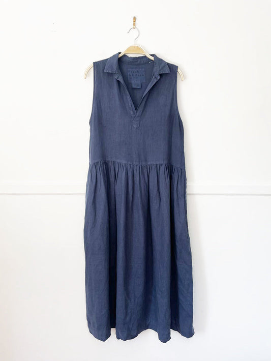 frank & eileen daphne 100% linen collared maxi dress