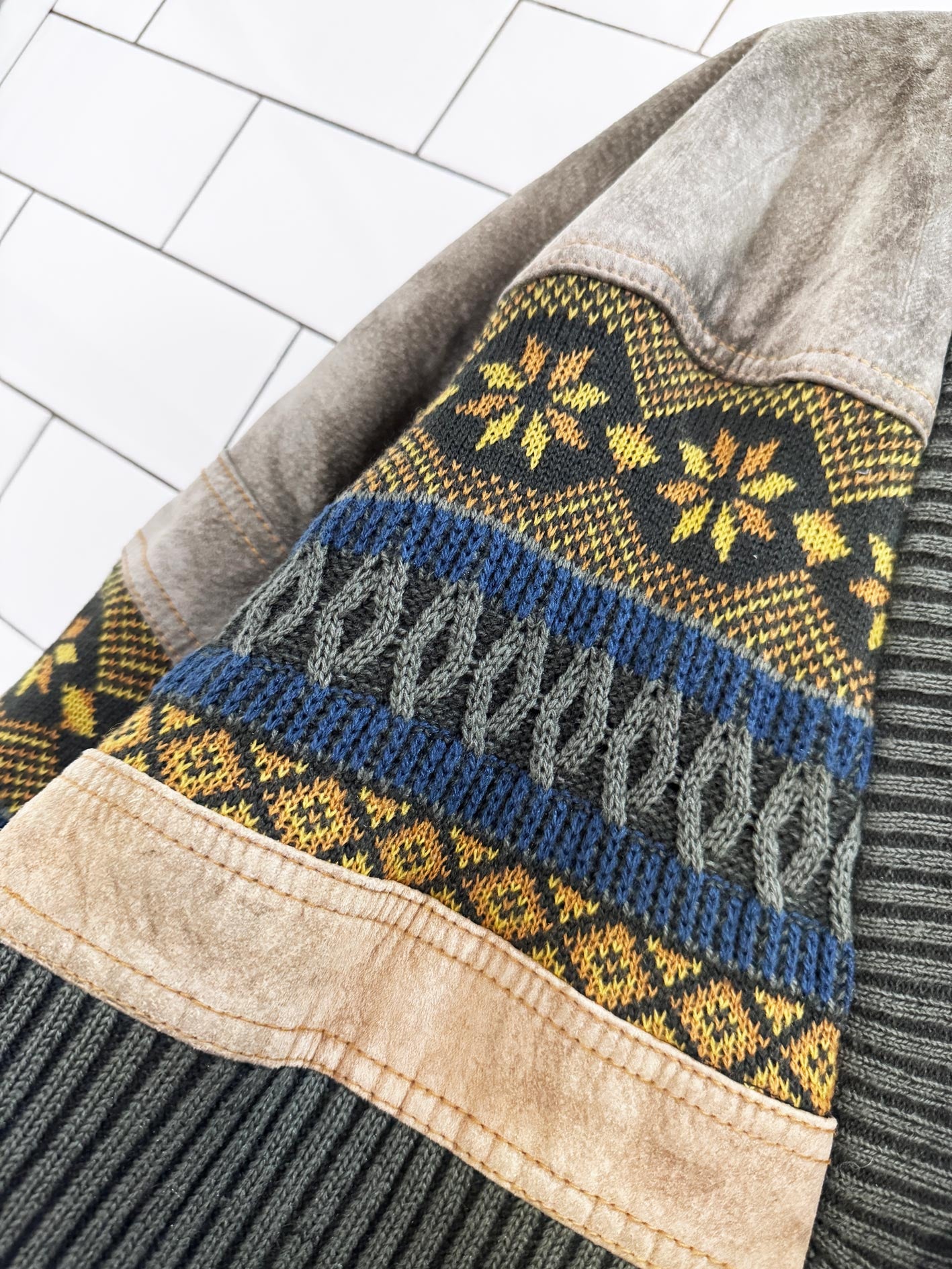 vintage 90s massimo moda suede + knit combo bomber jacket | utex