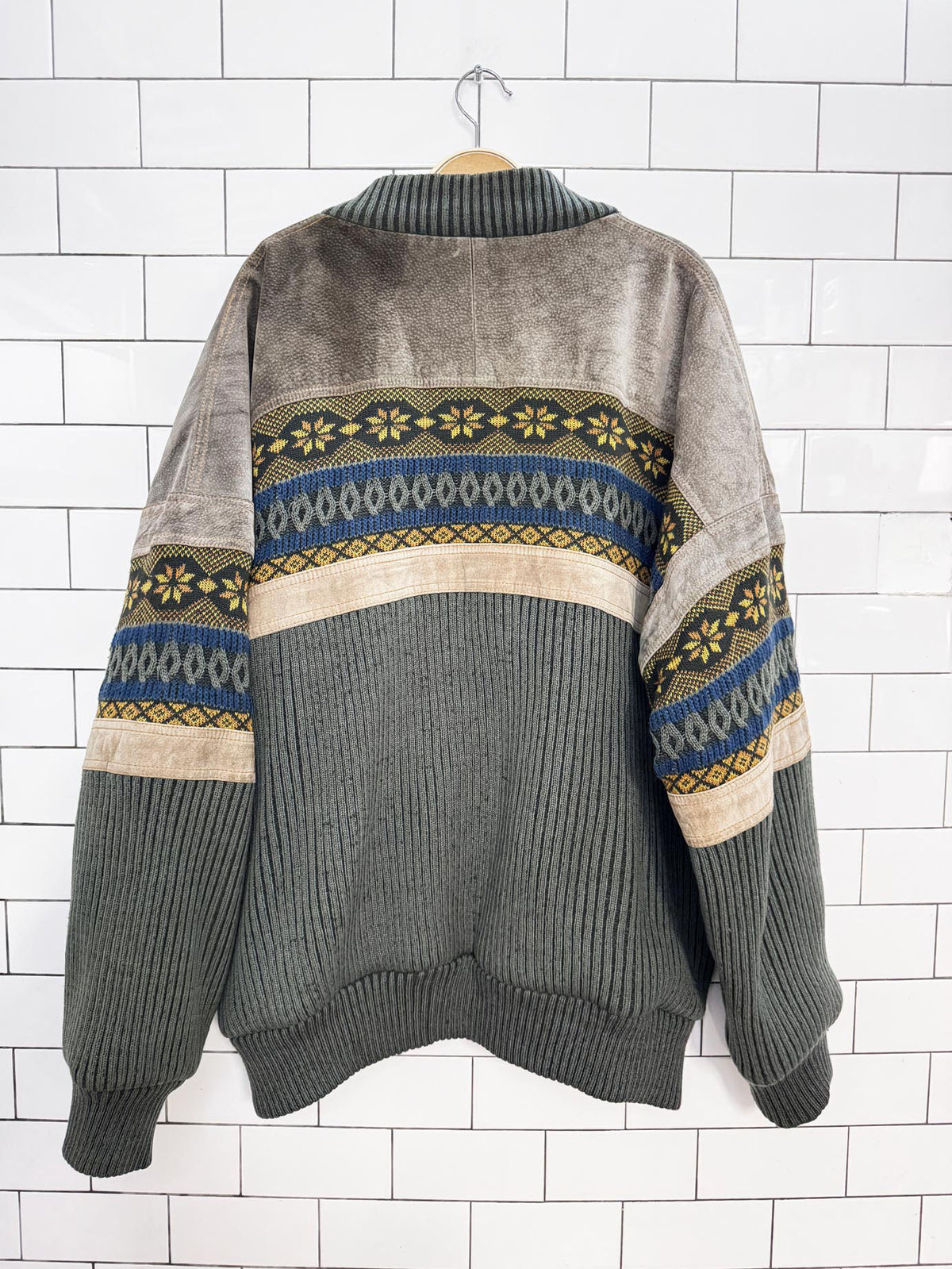 vintage 90s massimo moda suede + knit combo bomber jacket | utex