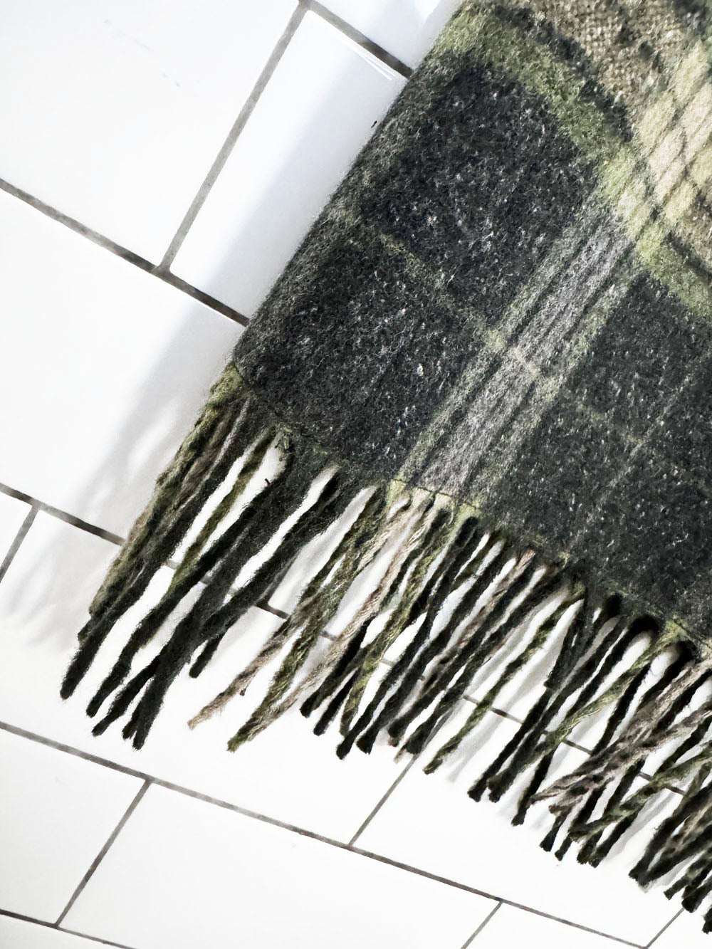 vintage 00s norton mcnaughton wool-blend plaid fringe maxi skirt