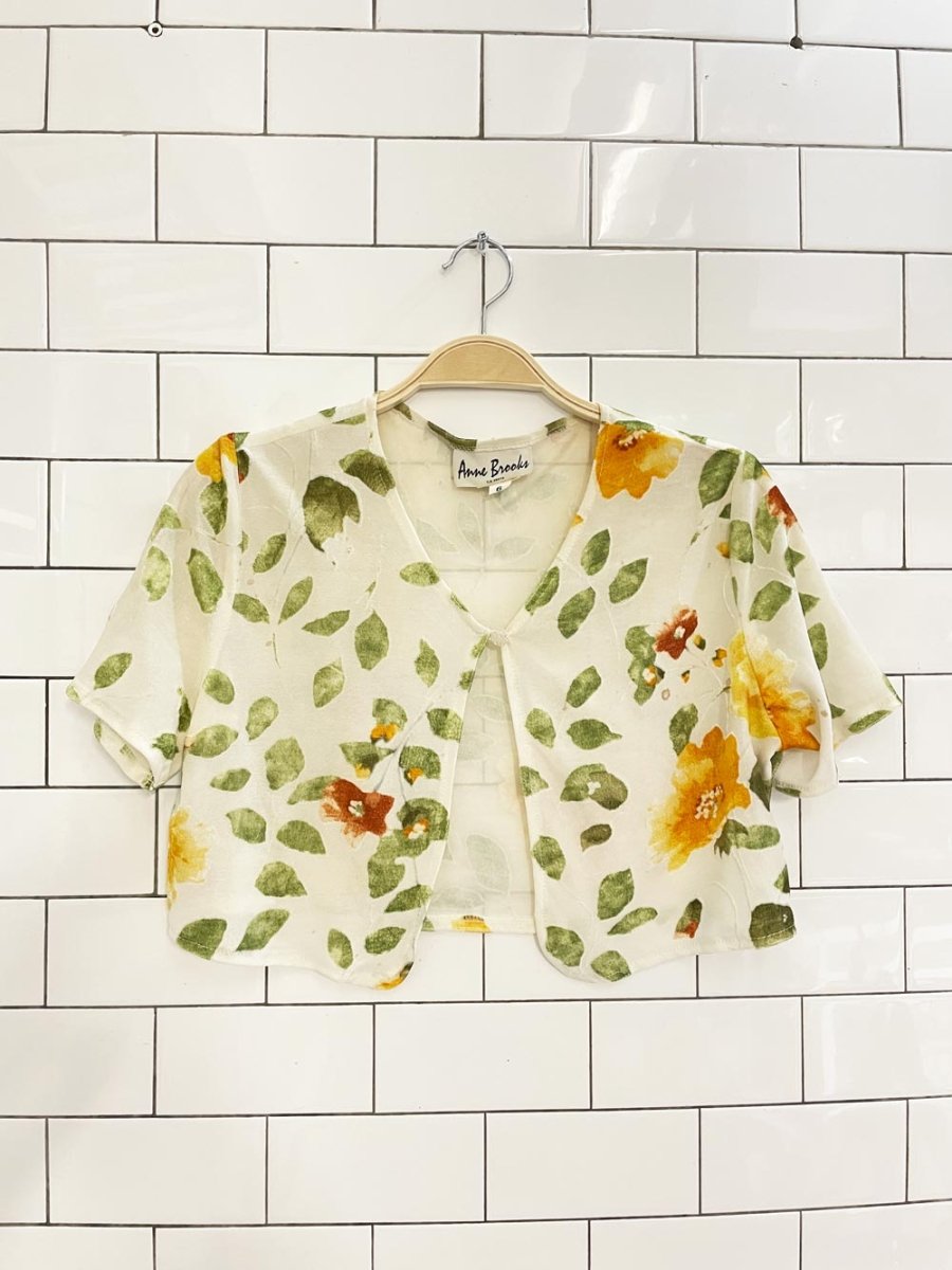 vintage 90s anne brooks velvet crop cardigan - good market thrift store