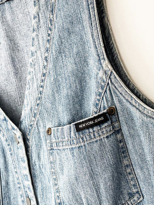 vintage 90s new york jeans full button denim mini dress