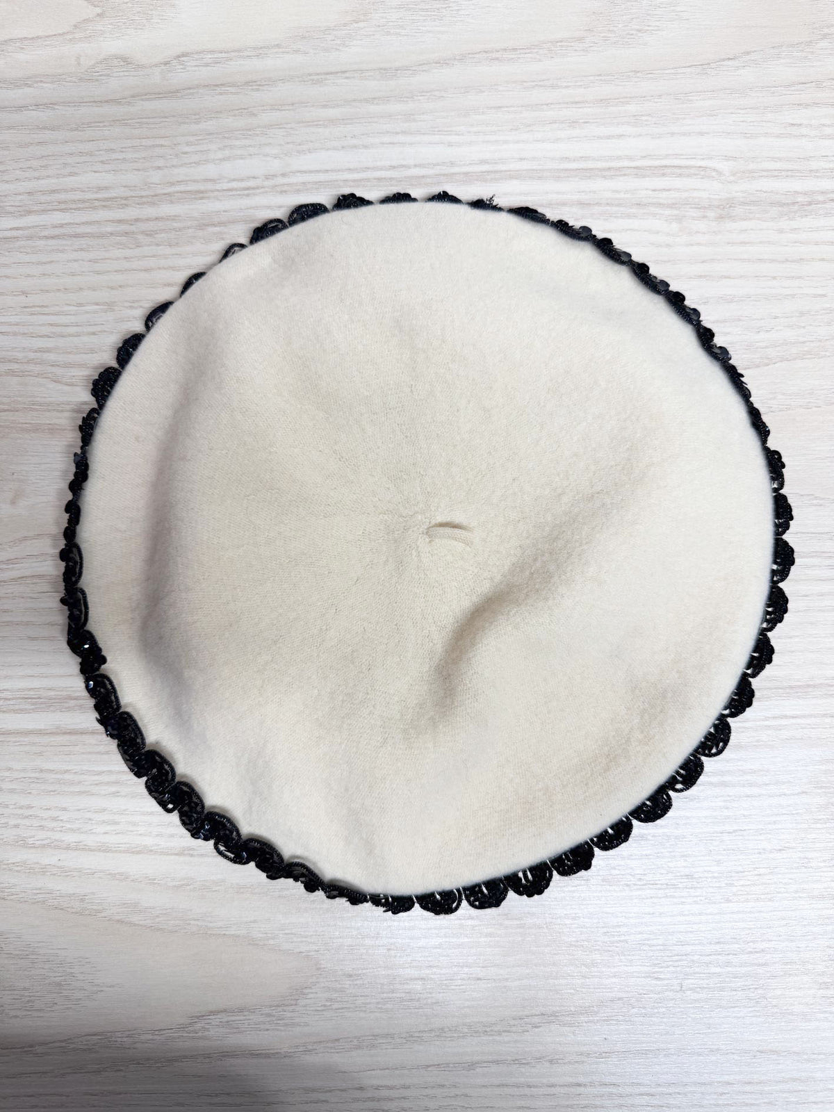 vintage wool sequin trim embroidered french beret