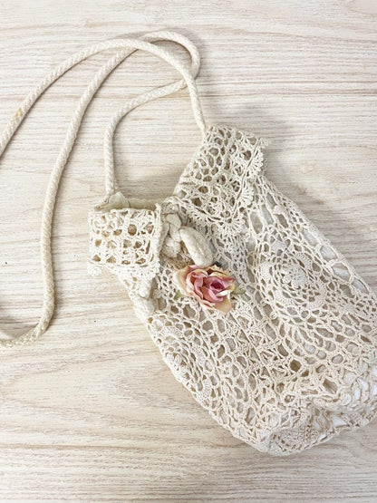 vintage crochet bucket bag shoulder bag - good market thrift store