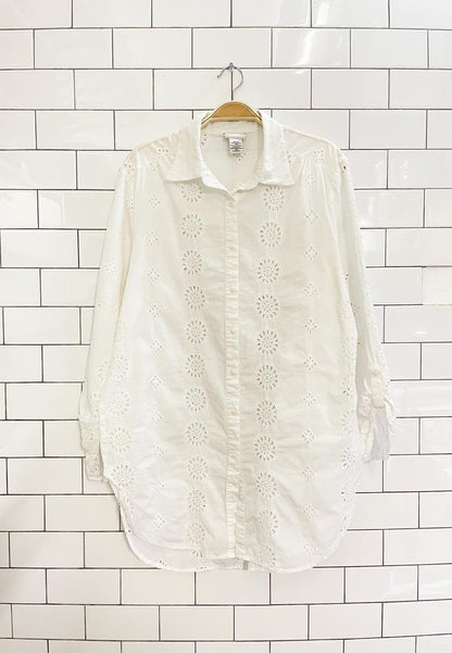 rachel zoe eyelet sun oversized summer shirt - good market thrift store
