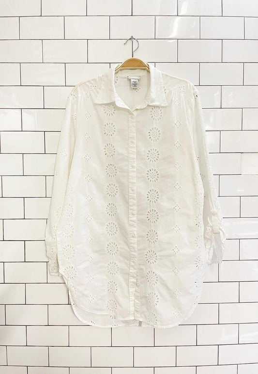 rachel zoe eyelet sun oversized summer shirt - good market thrift store