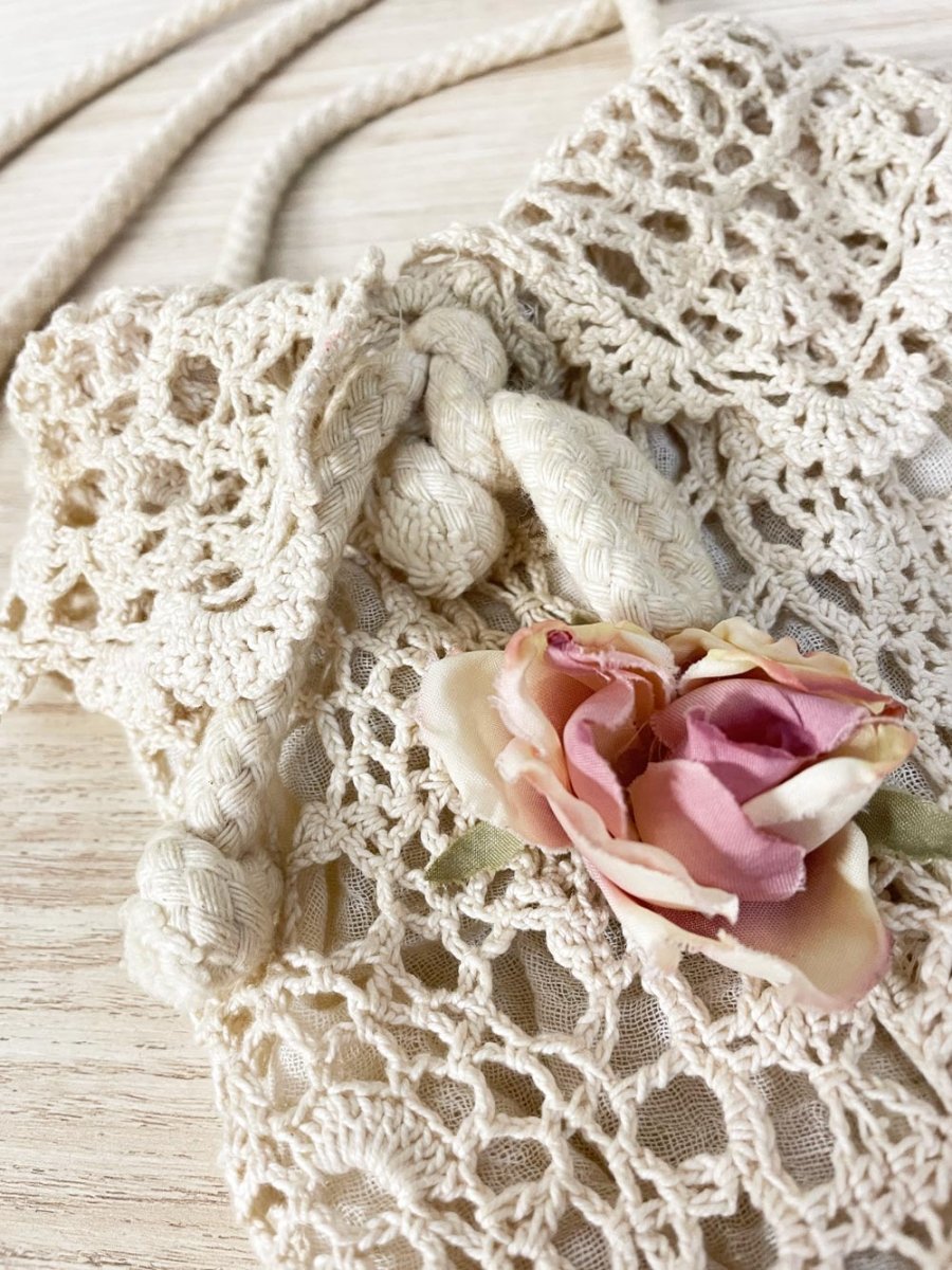 vintage crochet bucket bag shoulder bag - good market thrift store