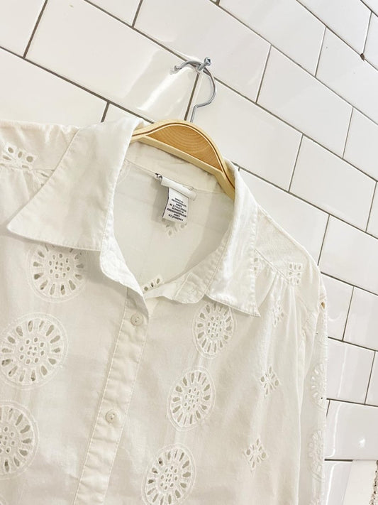 rachel zoe eyelet sun oversized summer shirt - good market thrift store