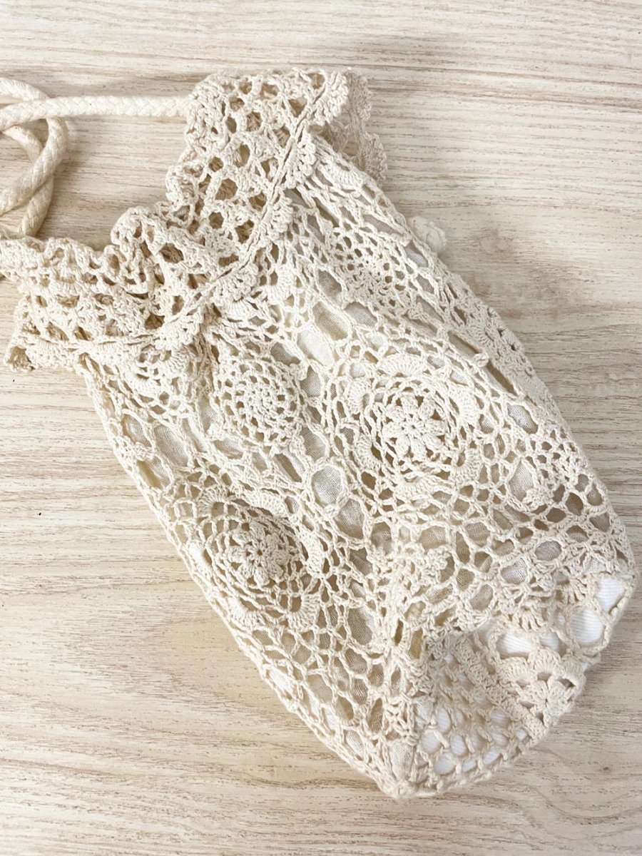 vintage crochet bucket bag shoulder bag - good market thrift store
