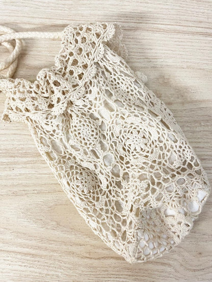 vintage crochet bucket bag shoulder bag - good market thrift store