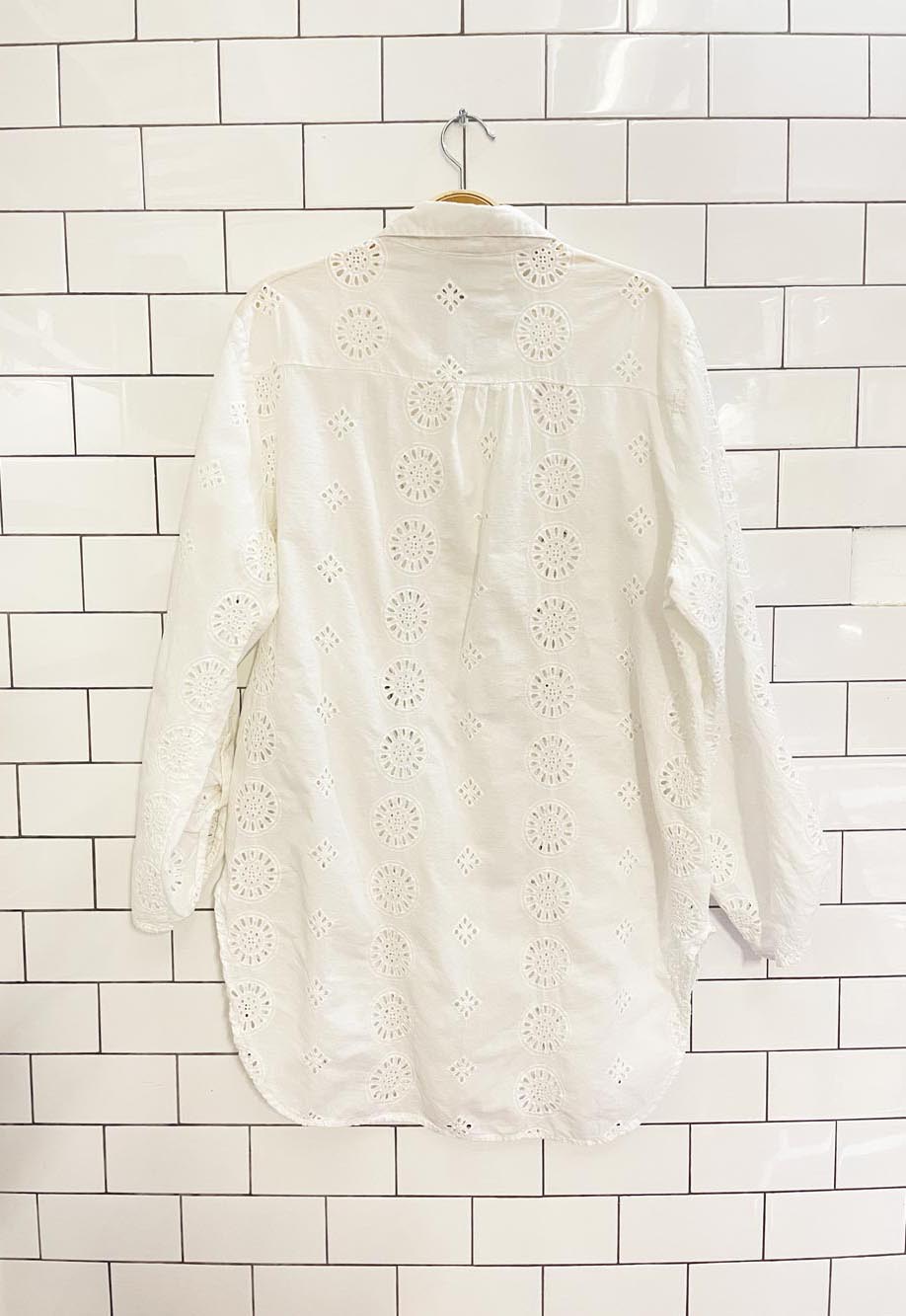 rachel zoe eyelet sun oversized summer shirt - good market thrift store