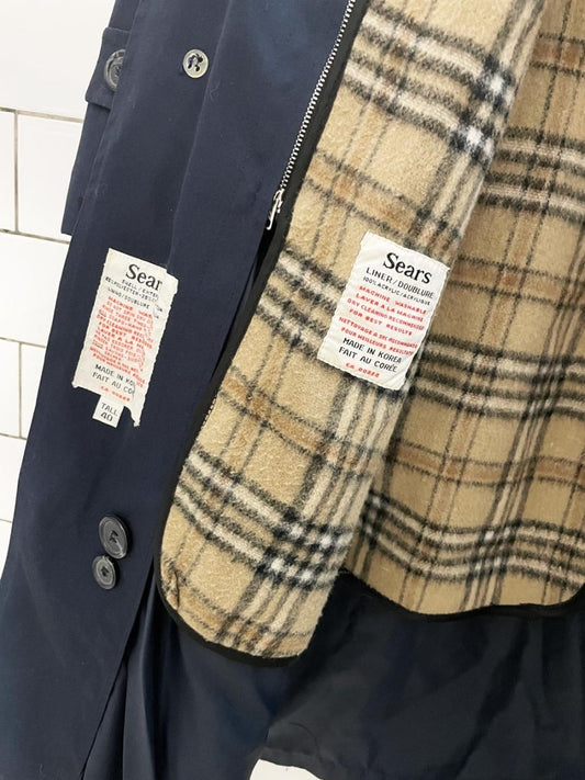 vintage 80s sears trench w nova check liner - good market thrift store