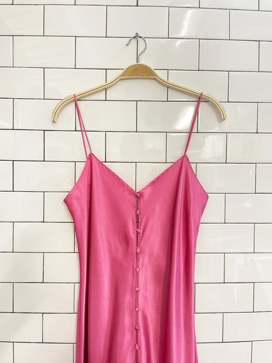 vintage 00s la senza pink satin slip maxi dress - good market thrift store