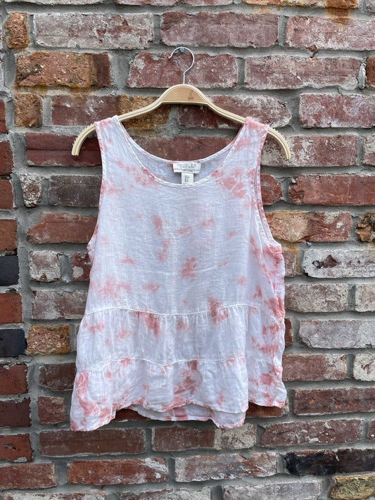 rachel zoe 100% linen tie dye tank