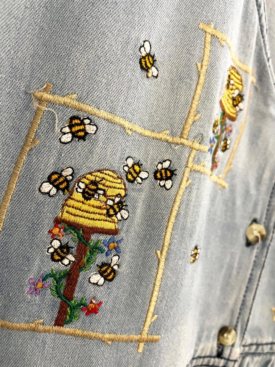 vintage 90s beekeeper denim button midi dress - good market thrift store