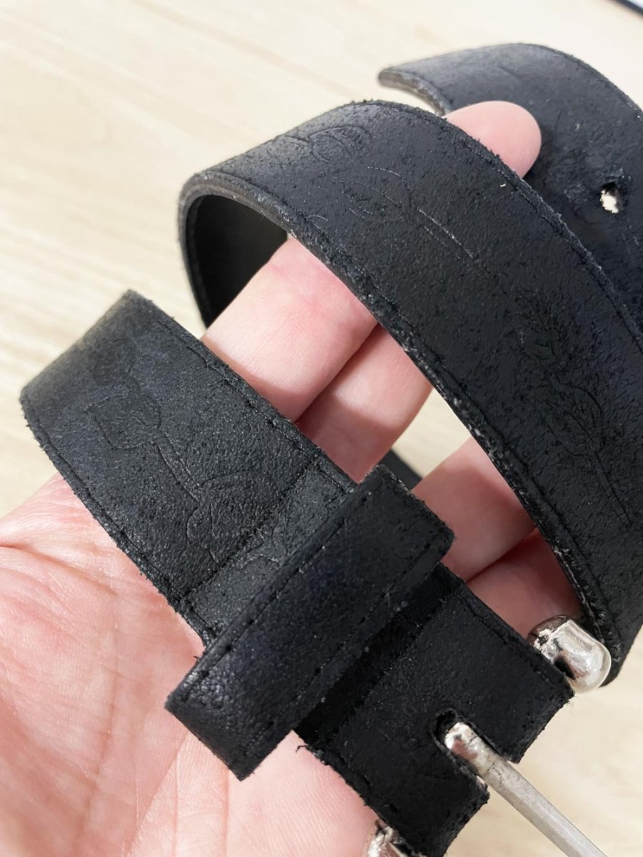 vintage 00s smart set embossed rose + vine leather belt - good market thrift store