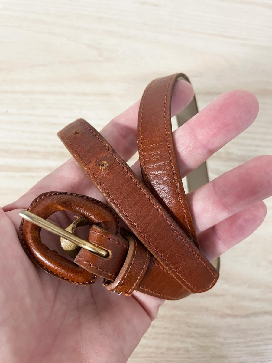 vintage emmanuel ungaro minimal all - leather belt - good market thrift store