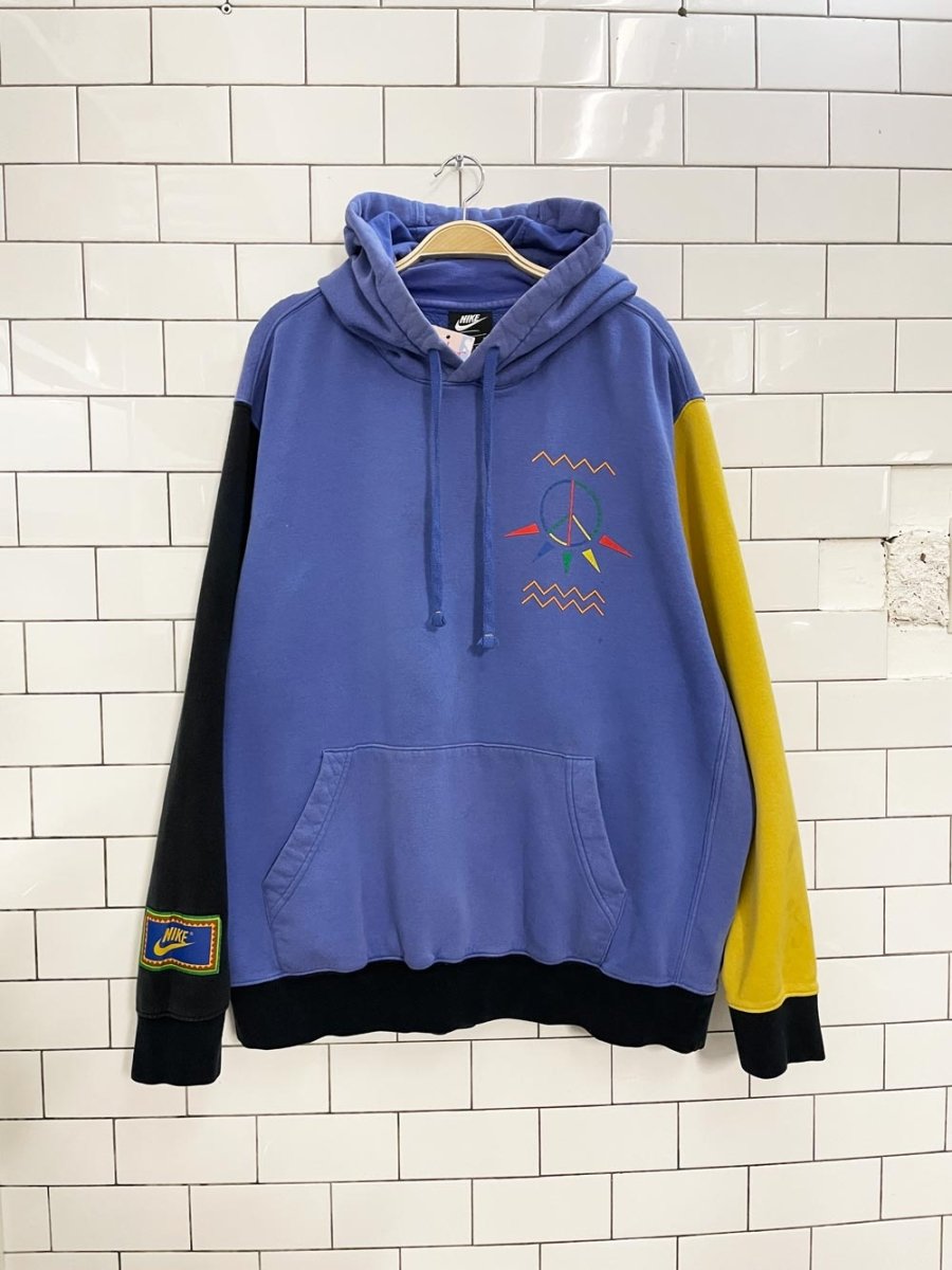 nike retro '90s' colorblock peace hoodie - good market thrift store