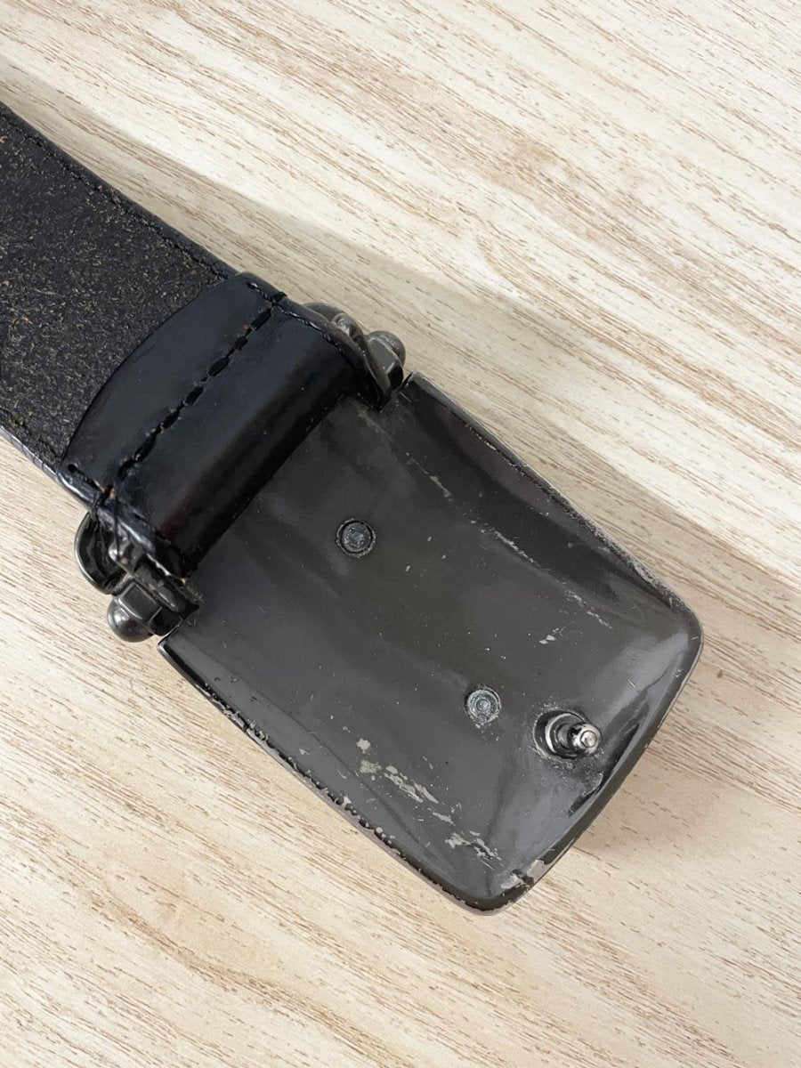 vintage 00s nike big buckle heavy leather belt - good market thrift store