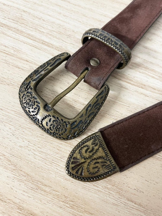 vintage western buckle velvet belt - good market thrift store