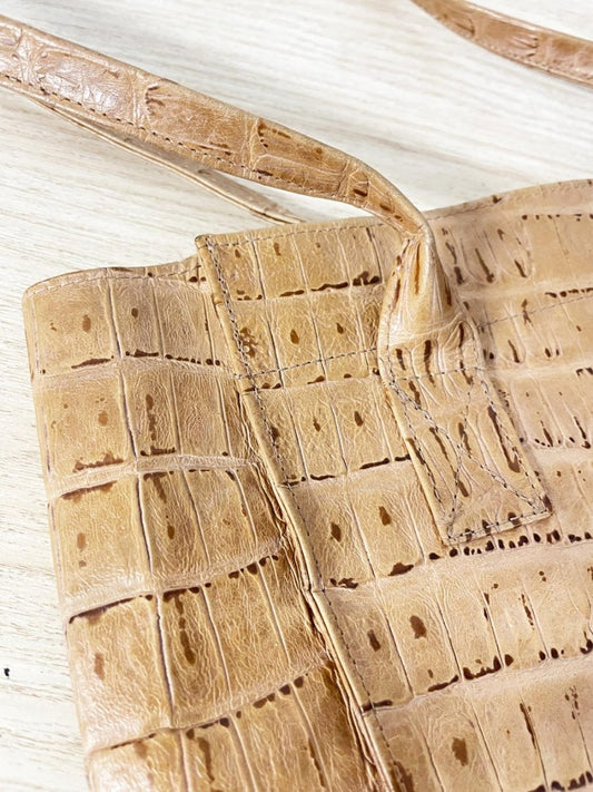 vintage croc - embossed leather tote bag - good market thrift store