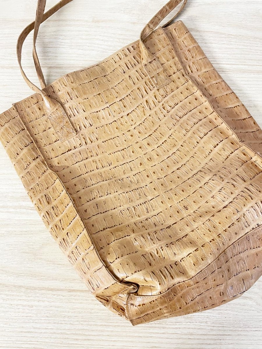vintage croc - embossed leather tote bag - good market thrift store