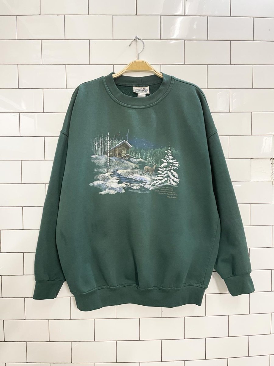 vintage 00s NR winter scene crew - good market thrift store