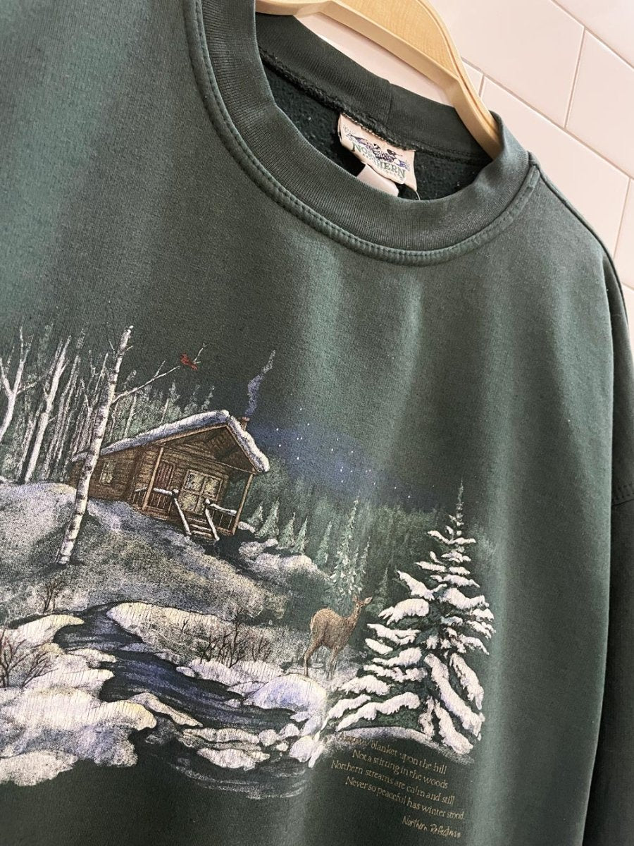 vintage 00s NR winter scene crew - good market thrift store