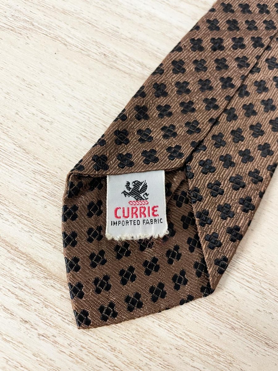 vintage 70s currie england jacquard fan skinny tie - good market thrift store