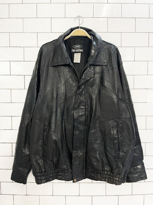vintage 90s leworld patchwork leather bomber jacket - good market thrift store