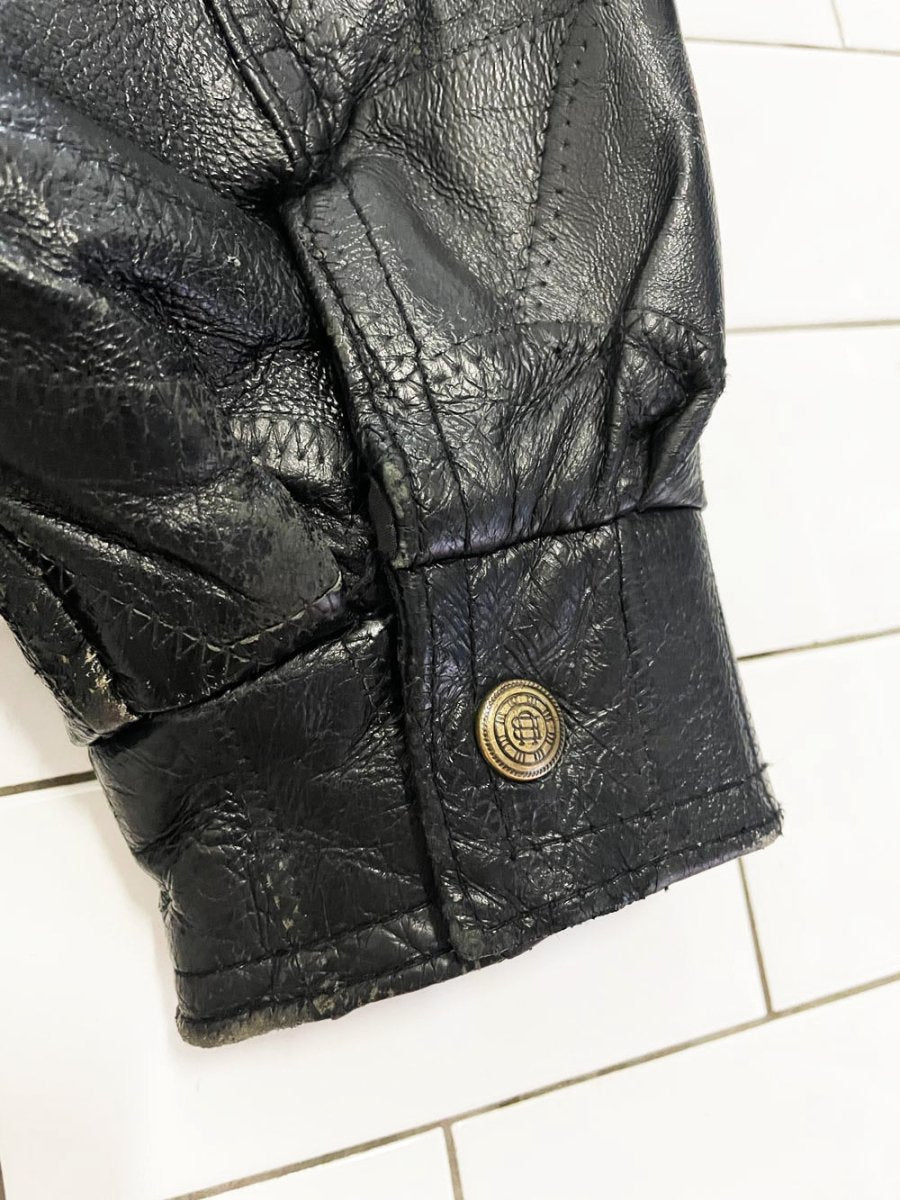 vintage 90s leworld patchwork leather bomber jacket - good market thrift store