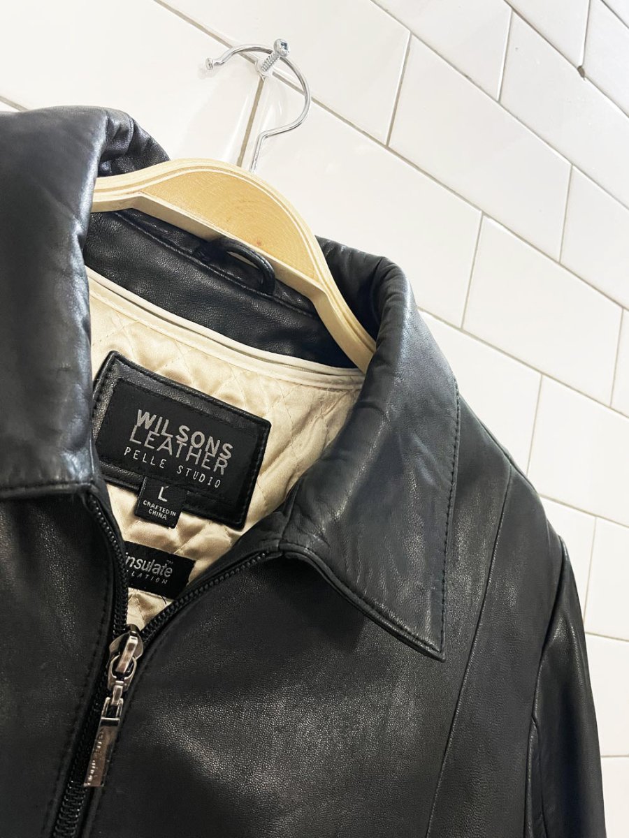 vintage 00s wilsons butter leather minimal zip jacket | zip out liner - good market thrift store