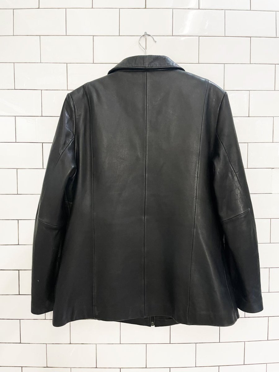 vintage 00s wilsons butter leather minimal zip jacket | zip out liner - good market thrift store
