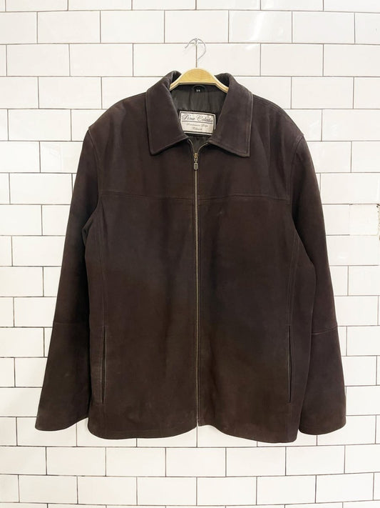 vintage pina colada nubuck leather minimal zip jacket | scandinav - good market thrift store