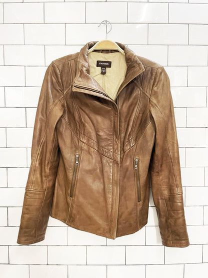 danier butter leather asymmetrical zip biker jacket - good market thrift store