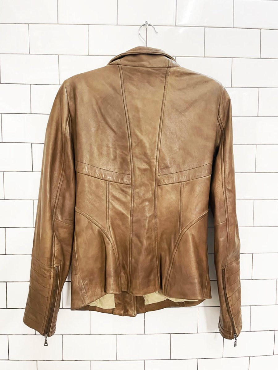 danier butter leather asymmetrical zip biker jacket - good market thrift store