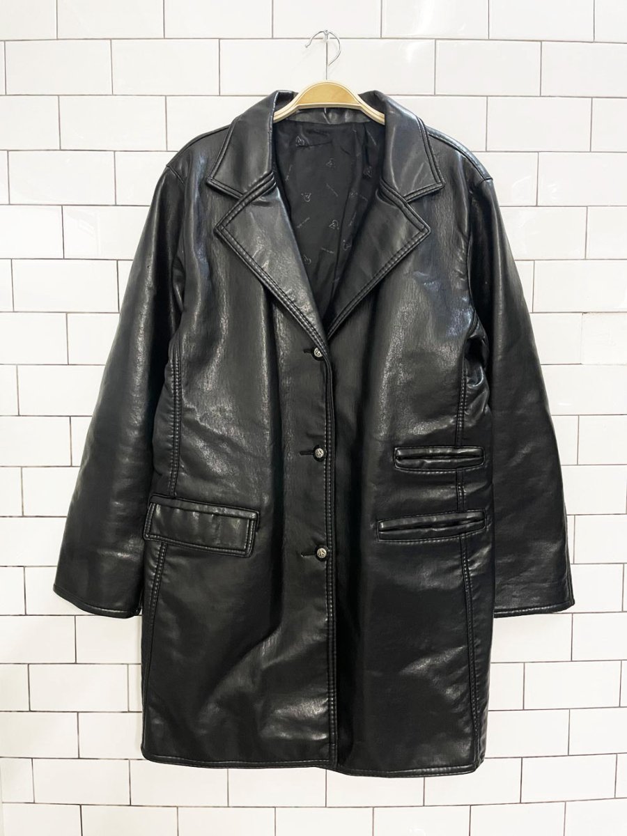 vintage GV made in Italy faux leather long shirt jacket - good market thrift store
