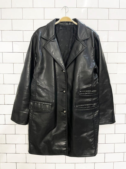vintage GV made in Italy faux leather long shirt jacket - good market thrift store
