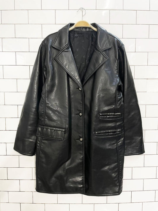 vintage GV made in Italy faux leather long shirt jacket - good market thrift store