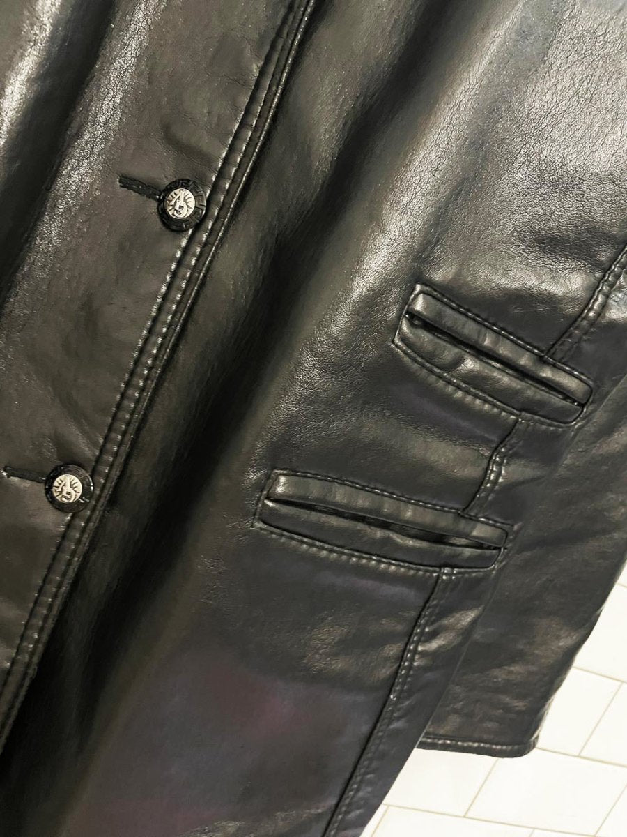 vintage GV made in Italy faux leather long shirt jacket - good market thrift store